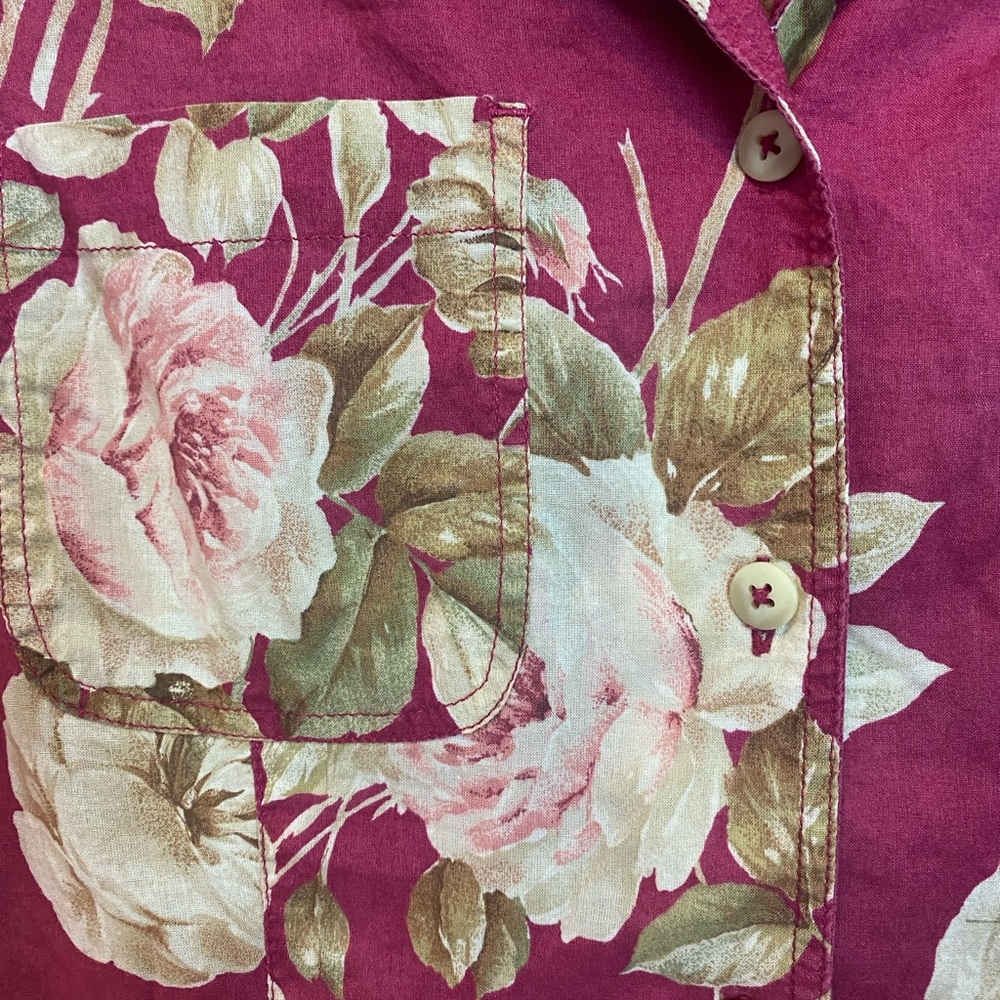 Vintage Lizwear Floral Cotton Short Sleeve Top - Picture 3 of 4